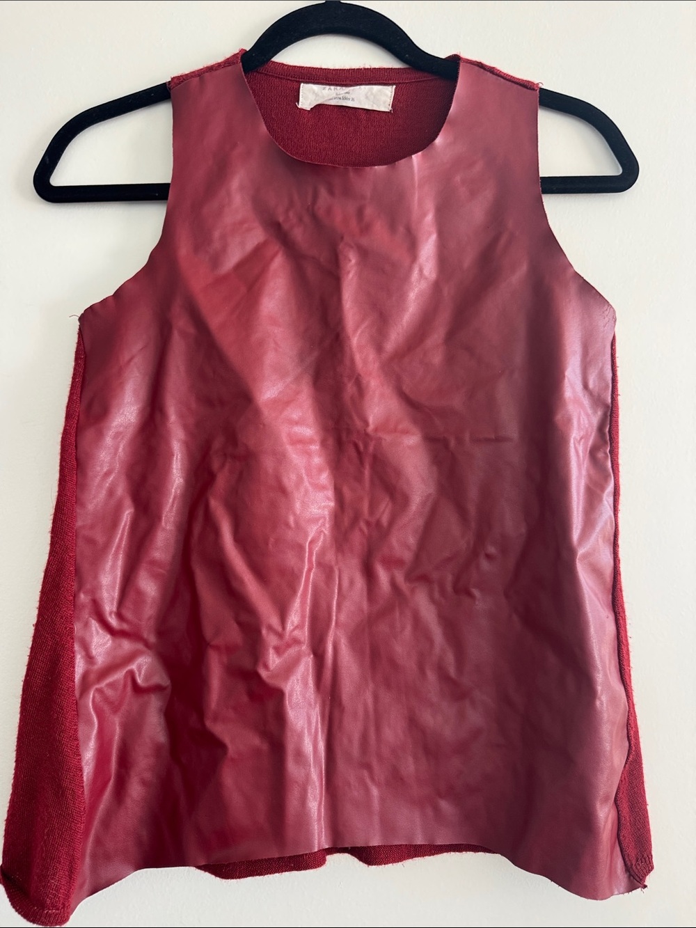 Zara Red Faux-Leather Sleeveless Top